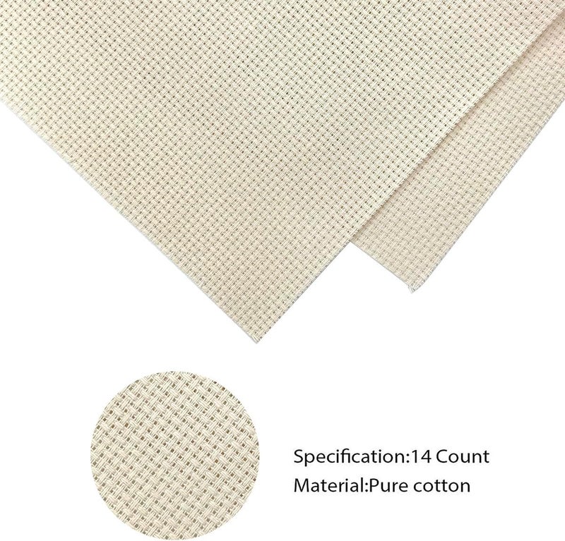 Zhenqing Aida Cloth 14 Count Cross Stitch Fabric Cross Stitch Aida Cloth for Embroidery and Needlework (Khaki, 30 * 39inch) - Image 3